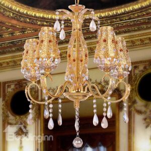 Bohemia Gold-plating Crystal 5-Head Chandelier
