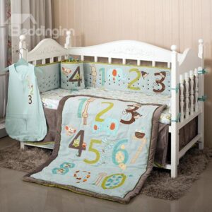 Lovely Animals and Numbers Pattern 8-Piece Crib Bedding Sets