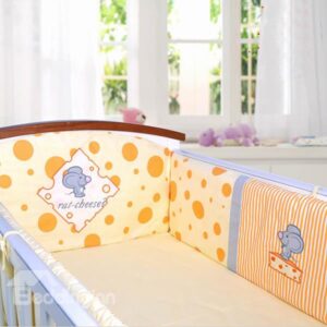 Super Cute Mouse and Cheese Pattern Cotton 6-Piece Crib Bedding Set