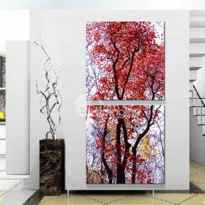 Fantastic Modern Red Leaf Tree 2-Panel Canvas Wall Art Prints