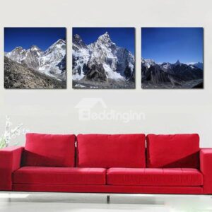 Magnificent Snow-Covered Mountains 3-Panel Canvas Wall Art Prints