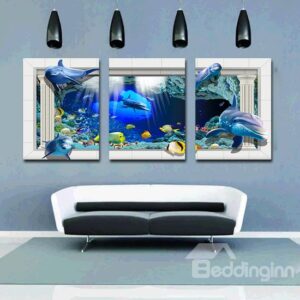 Creative Nursery Kidsroom Underwater World 3-Panel Canvas Wall Art Prints