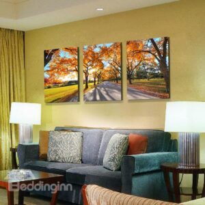 Wonderful Tree-Lined Lane 3-Panel Canvas Wall Art Prints