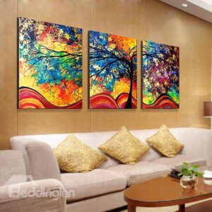 Fantastic Modern Oil-Painting Style Abstract Tree 3-Panel Canvas Wall Art Prints