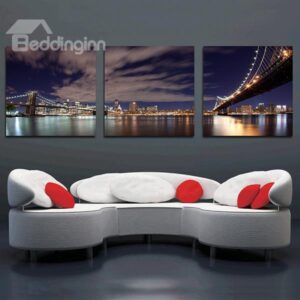 Wonderful Metropolis Night 3-Panel Canvas Wall Art Prints