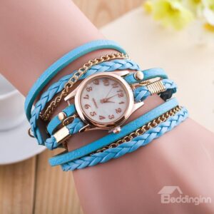 Women's Vintage Braided Rope Wrap Bracelet Watch