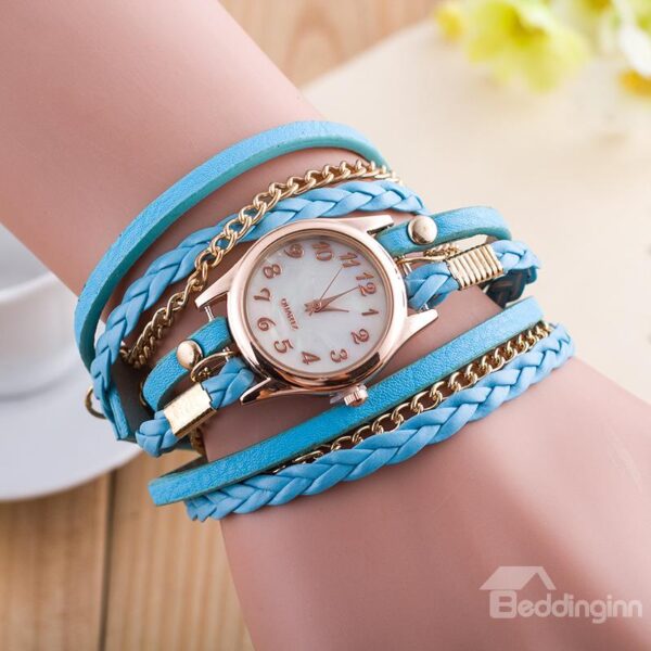 Women's Vintage Braided Rope Wrap Bracelet Watch