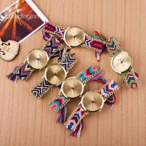 Women's Watch Big Dial National Hand Knitting String Band Watch