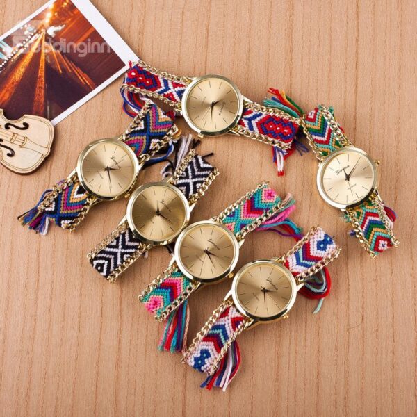 Women's Watch Big Dial National Hand Knitting String Band Watch