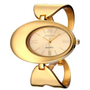 Women's Elegant Oval Gold Skeleton Bracelet Watch