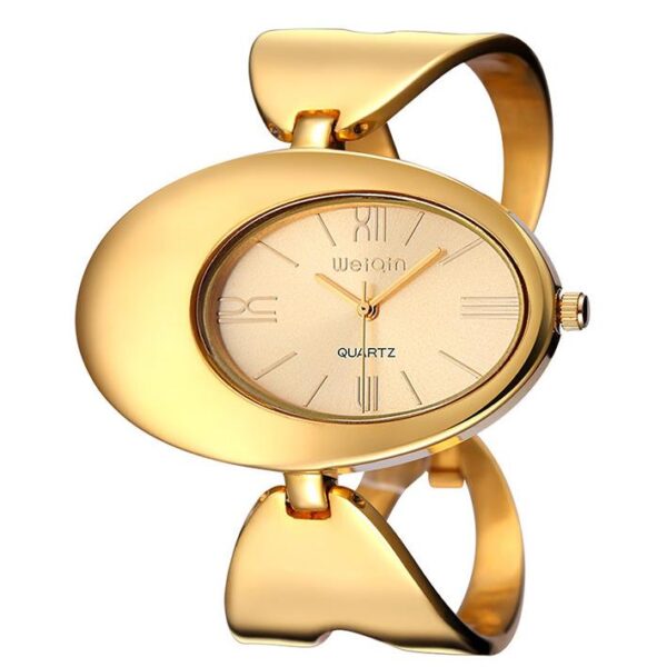 Women's Elegant Oval Gold Skeleton Bracelet Watch