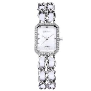 Women's Elegant Diamante Harden Glass Mirror Watch