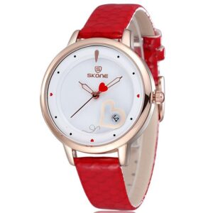 Women's Rose Gold Case Heart Calendar Watch