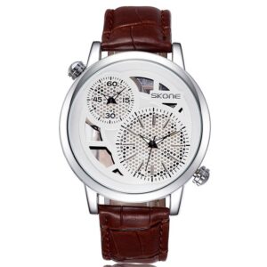 Men's Skeleton Two Time Zones Japanese Quartz Business Watch