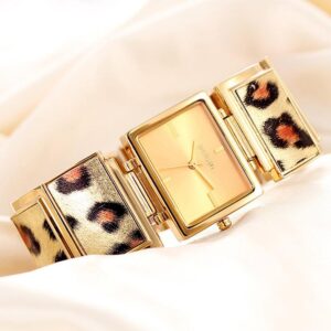 Women's Elegant Rectangle Leopard Print Bracelet Watch