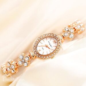 Women's Fabulous Diamante Case Flower Style Bracelet Watch