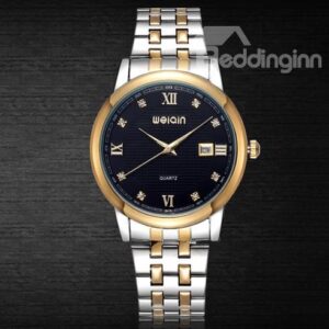 Men's Diamante Roman Numeral Dial Calendar Business Watch