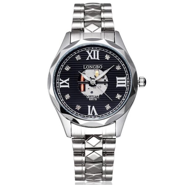 Men's Roman Numeral Diamante Skeleton Dial Dress Watch