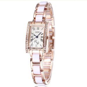 Women's Rose Gold Roman Number Dial Diamante Watch