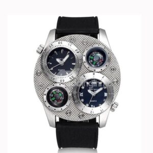 Men's Fashion Watch Two Time Zones Silicon Band Sports Watch