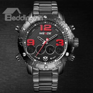 Men's High Quality Steel Band Watch with Two Time zones