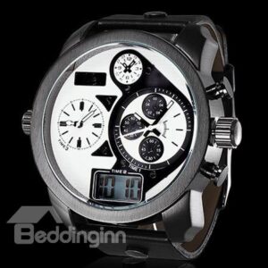 Men's Watch Two Time Movements Analog and Digital Display