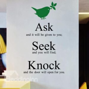 Inspirational English Words Ask Seek Knock Removable Wall Sticker