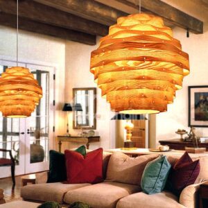 Unique Lantern Design Wood Pendant Light
