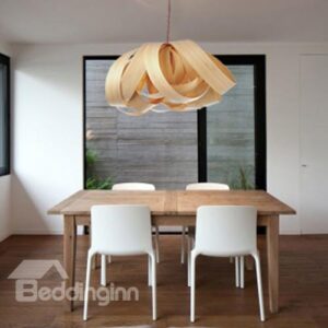 Modern Creative Flower Design Wood Pendant Light