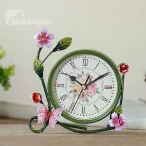 European Style Pastoral Flower Decorative Desktop Clock
