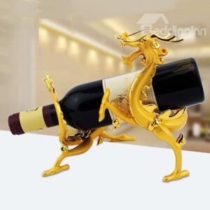 Creative Dragon Design Alloy Gold-Plated Wine Rack