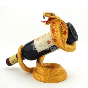 Fantastic Cobra Design Alloy Gold-Plated Wine Rack